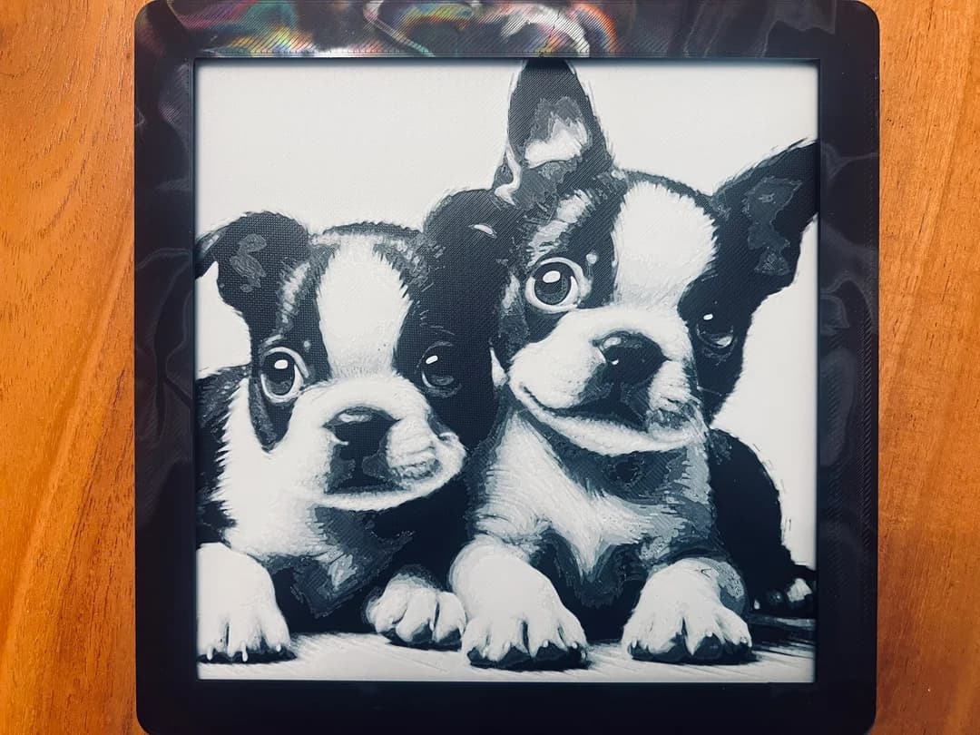 Puppies (Black and White) by JustBe 3D Printing HueForge model: Puppies (Black and White) by JustBe 3D Printing