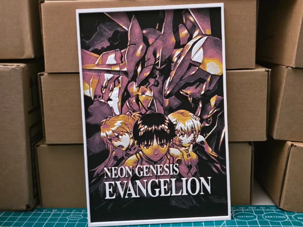 Neon Genesis Evangelion Poster - Hueforge Art by Lumpy3D HueForge model: Neon Genesis Evangelion Poster - Hueforge Art by Lumpy3D