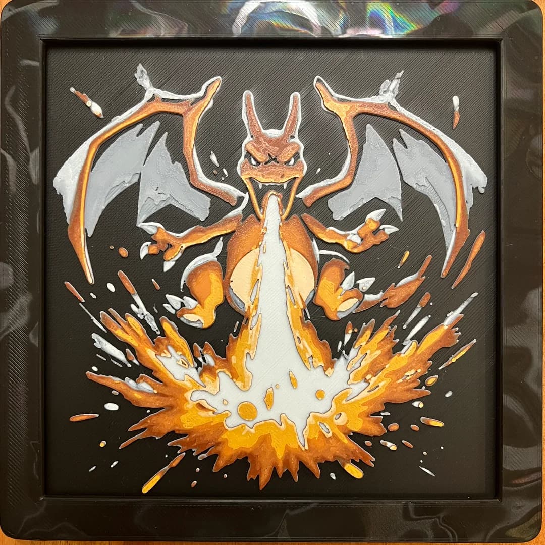 Charizard Attack by JustBe 3D Printing HueForge model: Charizard Attack by JustBe 3D Printing