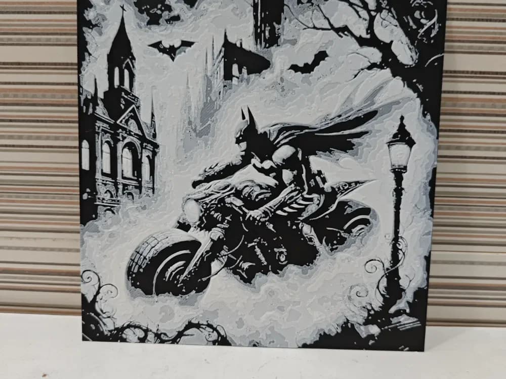 Hueforge Batman and his motorcycle Hueforge Batman and his motorcycle
