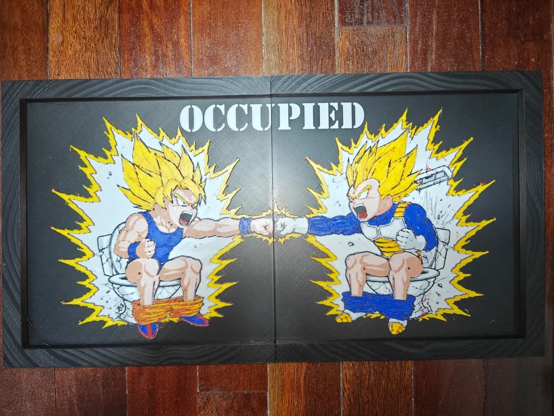 Goku and Vegeta Toiltet sign by TheHueforgeLady HueForge model: Goku and Vegeta Toiltet sign by TheHueforgeLady