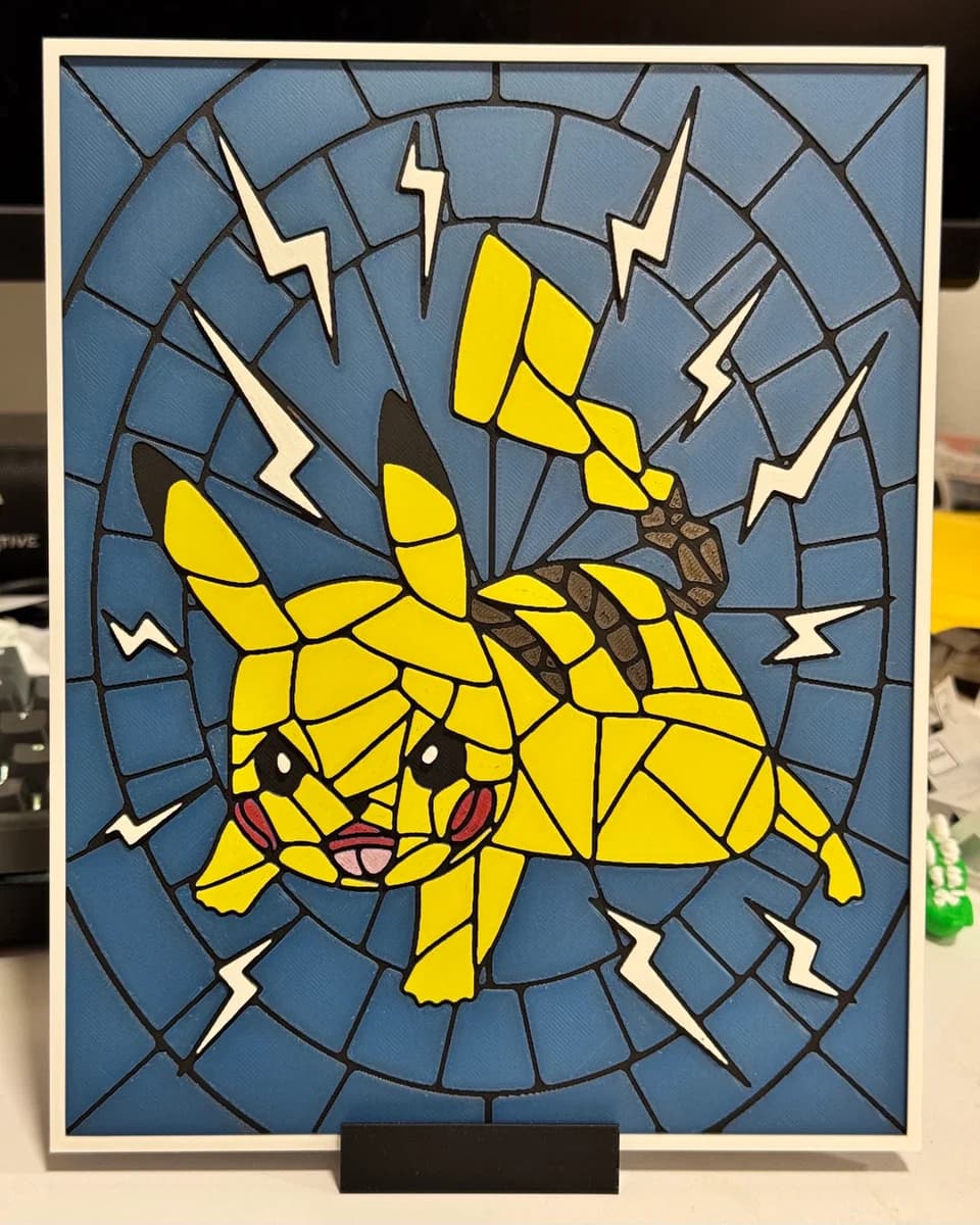 Mosaic Pikachu by Strata Prints HueForge model: Mosaic Pikachu by Strata Prints