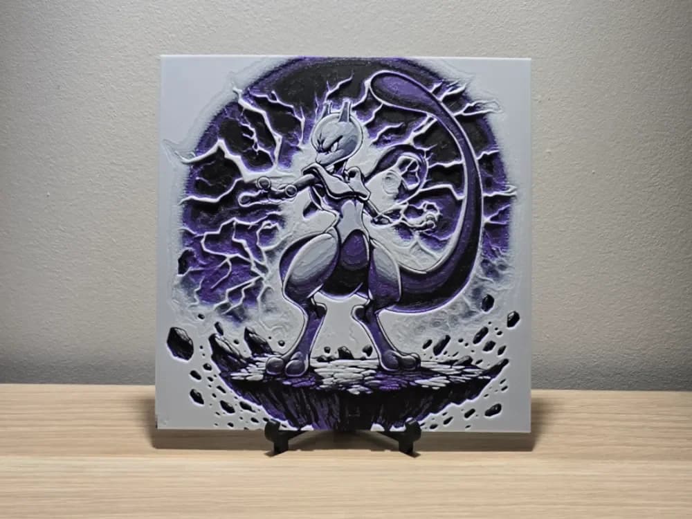 Mewtwo Pokemon by Kactus Fpv HueForge model: Mewtwo Pokemon by Kactus Fpv