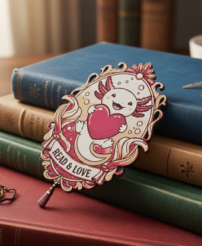 Valentine Axolotl Bookmark3 - Hueforge - 4 colors Valentine Axolotl Bookmark3 - Hueforge - 4 colors