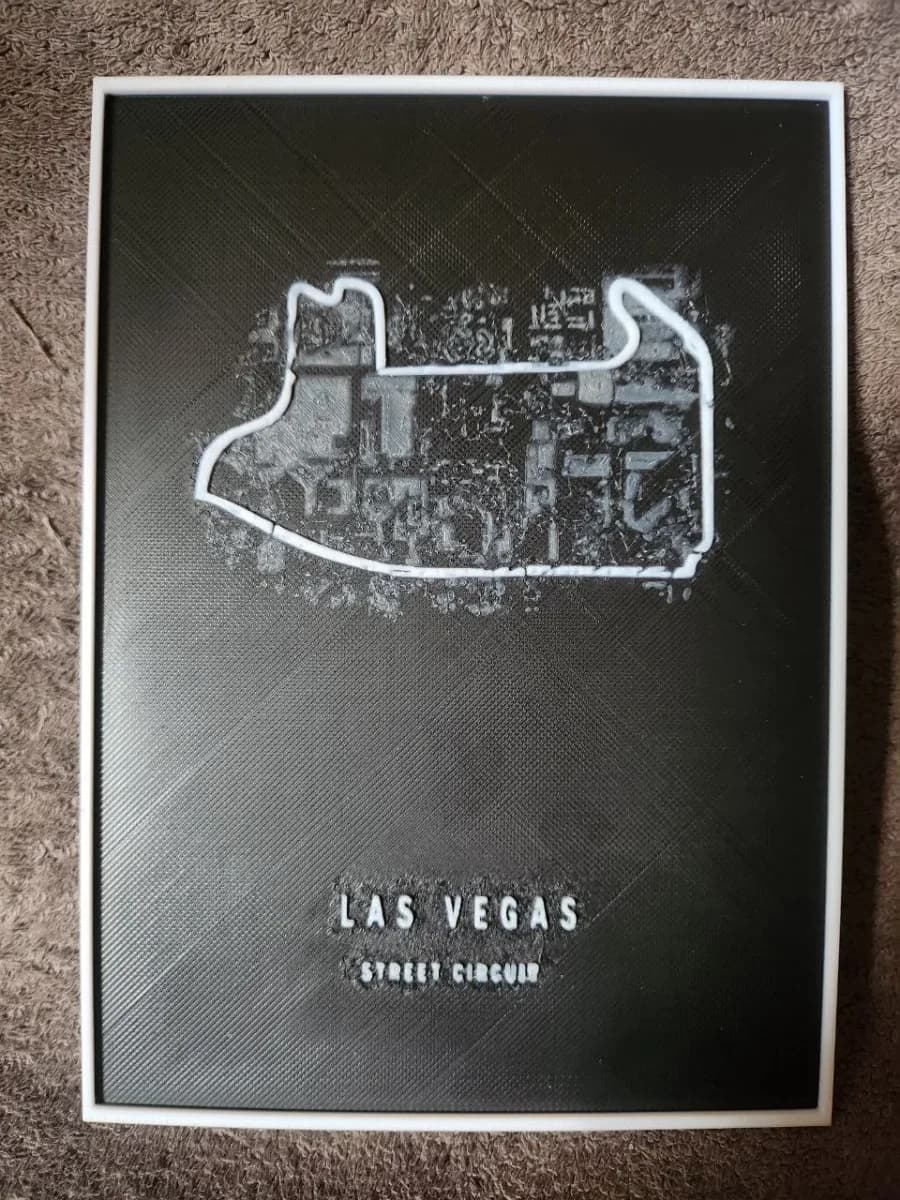 Las Vegas Circuit F1 - HueForge by keko HueForge model: Las Vegas Circuit F1 - HueForge by keko