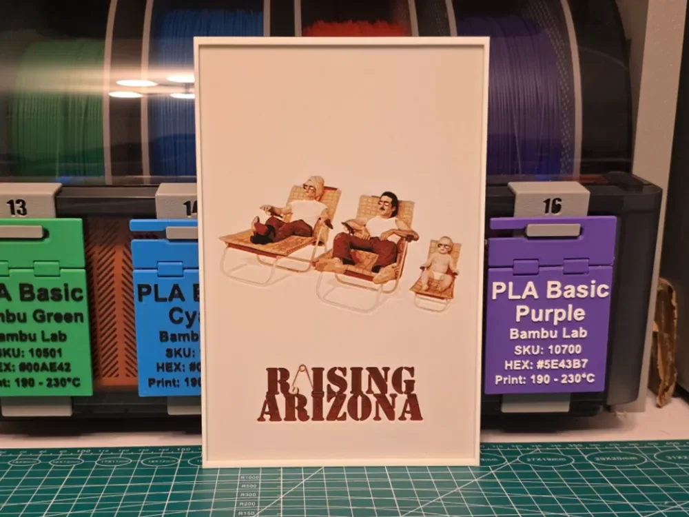 Raising Arizona Movie Poster - Hueforge Art by Lumpy3D HueForge model: Raising Arizona Movie Poster - Hueforge Art by Lumpy3D