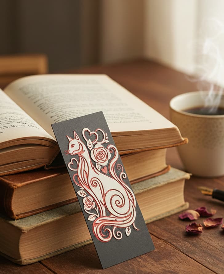 Valentine Kitty Bookmark3 - Hueforge - 4 colors Valentine Kitty Bookmark3 - Hueforge - 4 colors