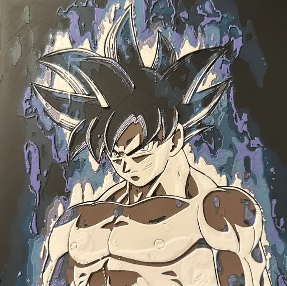 Goku Ultra Instinct Hueforge by Hey Ben HueForge model: Goku Ultra Instinct Hueforge by Hey Ben