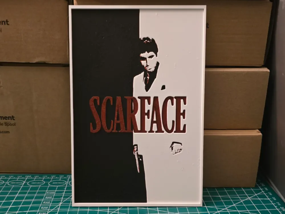 Scarface Movie Poster - Hueforge Art by Lumpy3D HueForge model: Scarface Movie Poster - Hueforge Art by Lumpy3D