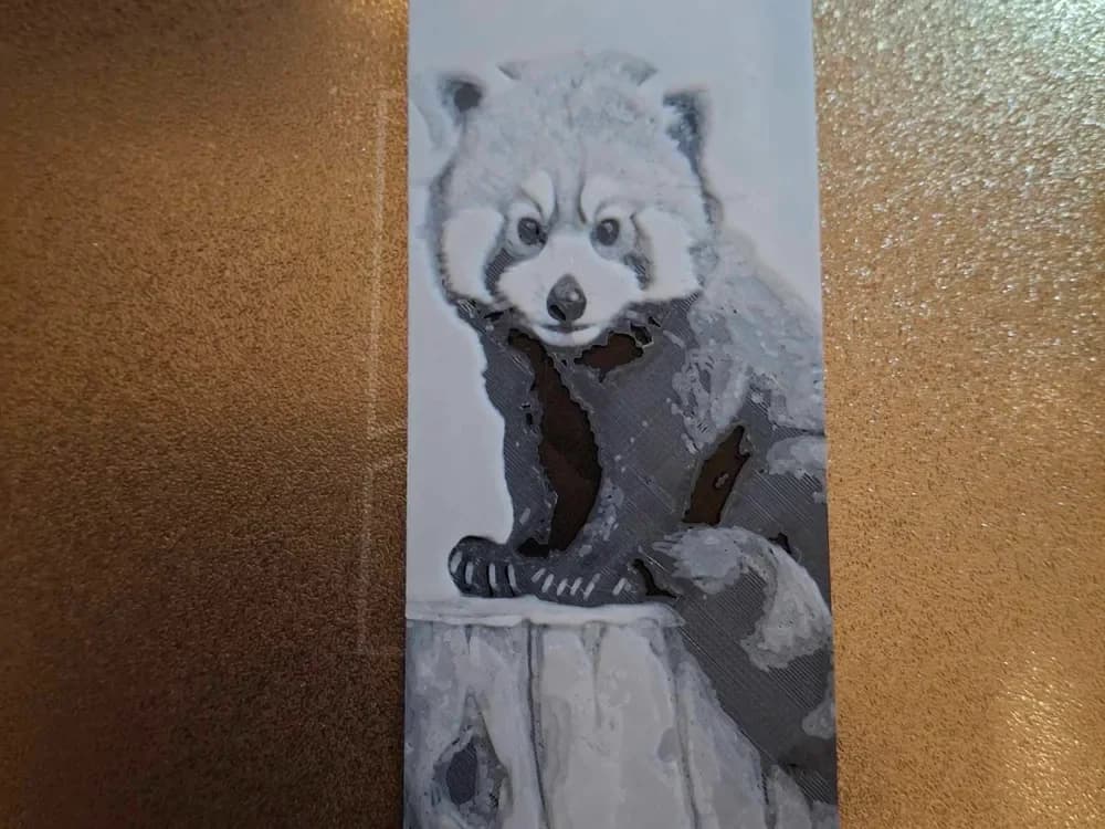 Black and white - Red Panda Bookmark by 3dGlow HueForge model: Black and white - Red Panda Bookmark by 3dGlow