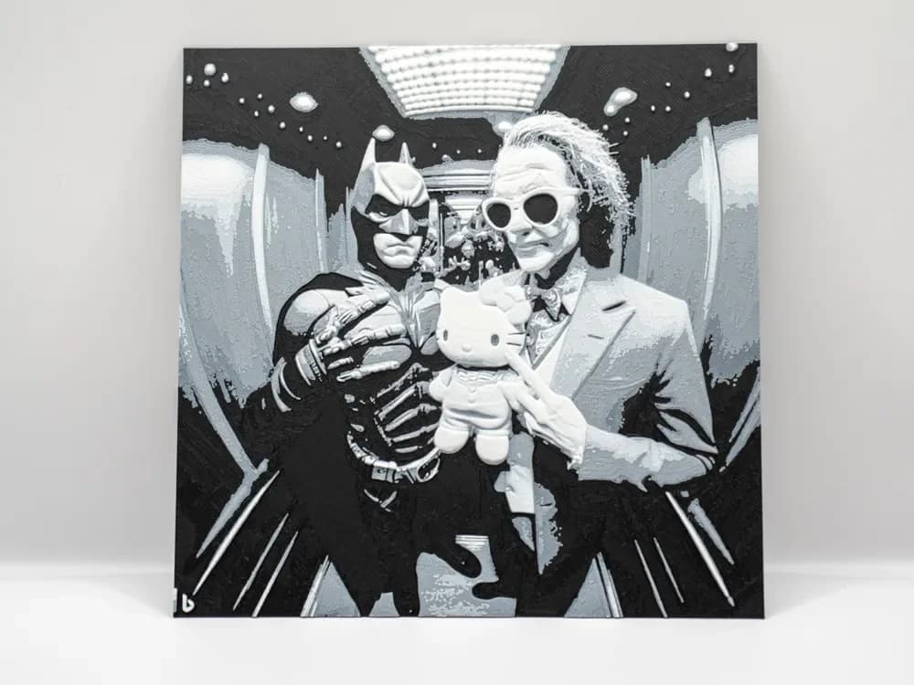 Hueforge Batman + Joker in the elevator