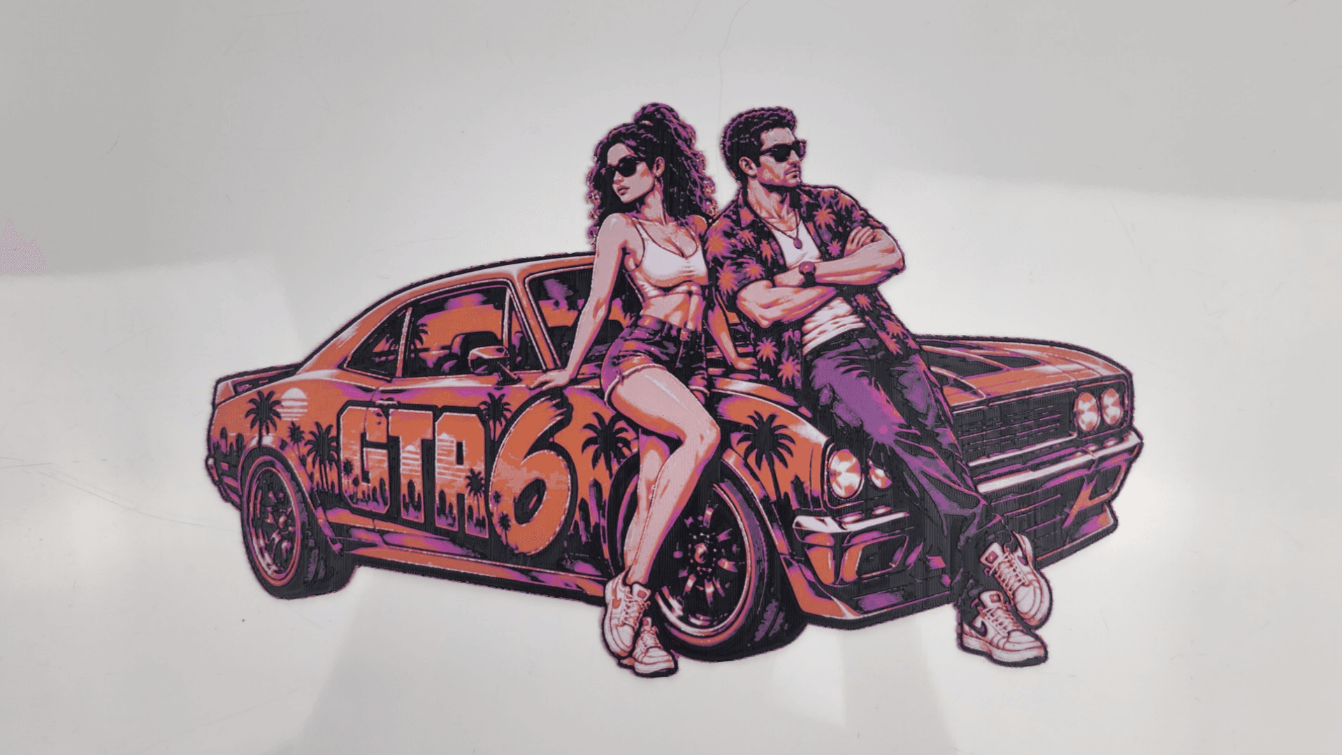 GTA VI Inspired Wall Art by 2d-wall-art HueForge model: GTA VI Inspired Wall Art by 2d-wall-art