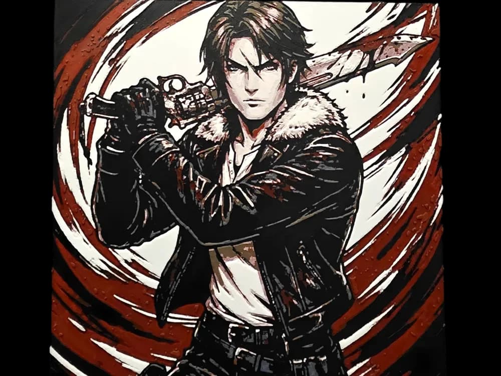 HueForge model: Squall Leonheart Hueforge FF8 FinalFantasy 200x200 by Side Quest Hues