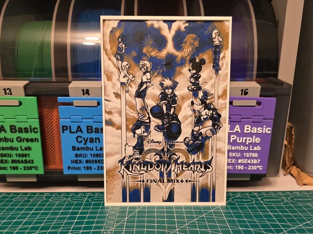 HueForge model: Kingdom Hearts II Final Mix Game Poster - Hueforge by Lumpy3D