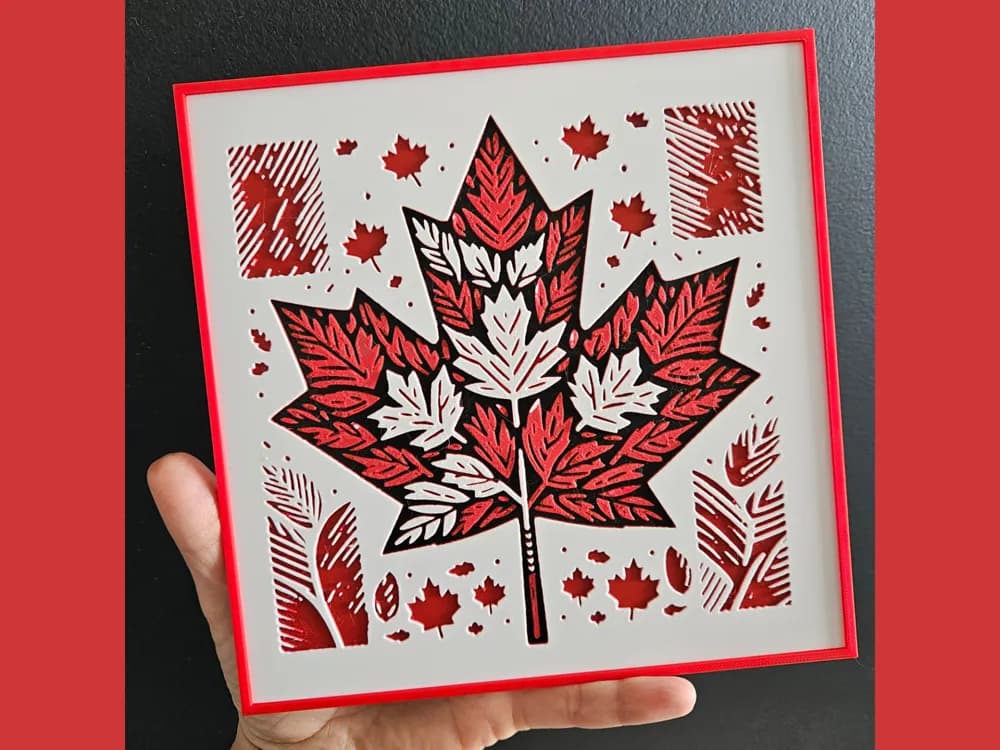 Canada Maple Flag by BusyKikiBee HueForge model: Canada Maple Flag by BusyKikiBee