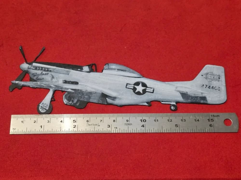 P-51 Mustang Hueforge Bookmark 2 color NO AMS by AirMechDesigns HueForge model: P-51 Mustang Hueforge Bookmark 2 color NO AMS by AirMechDesigns