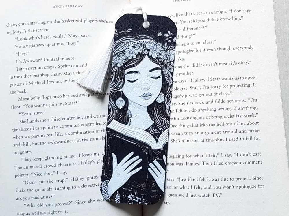 Bookmark, Boho Girl Book Lover by Dame Jo HueForge model: Bookmark, Boho Girl Book Lover by Dame Jo