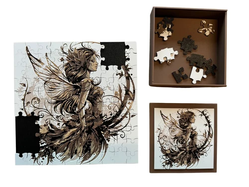 Elemental Fairy - Earth - Puzzle & Lid by Canadian Gamer HueForge model: Elemental Fairy - Earth - Puzzle & Lid by Canadian Gamer