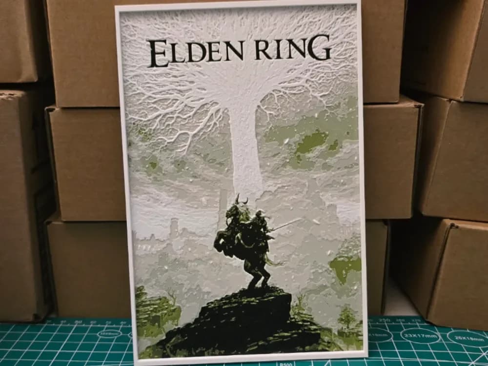 Elden Ring Poster - Hueforge Art by Lumpy3D HueForge model: Elden Ring Poster - Hueforge Art by Lumpy3D