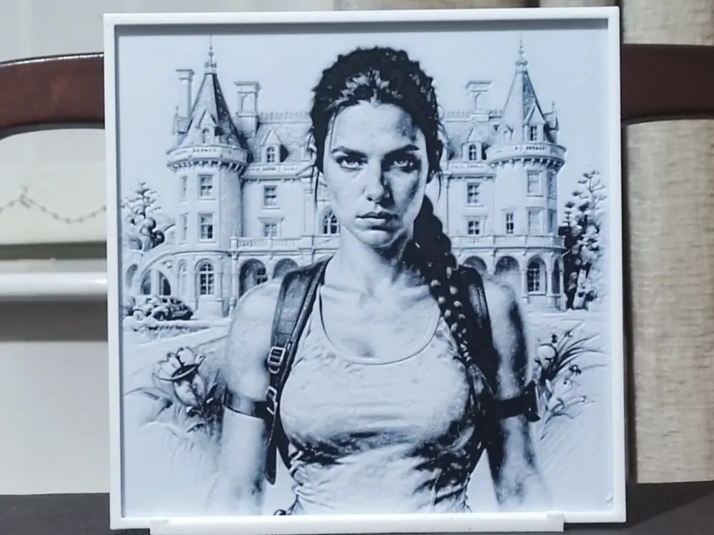 Lara Croft - HueForge 2 Color by BoDad HueForge model: Lara Croft - HueForge 2 Color by BoDad