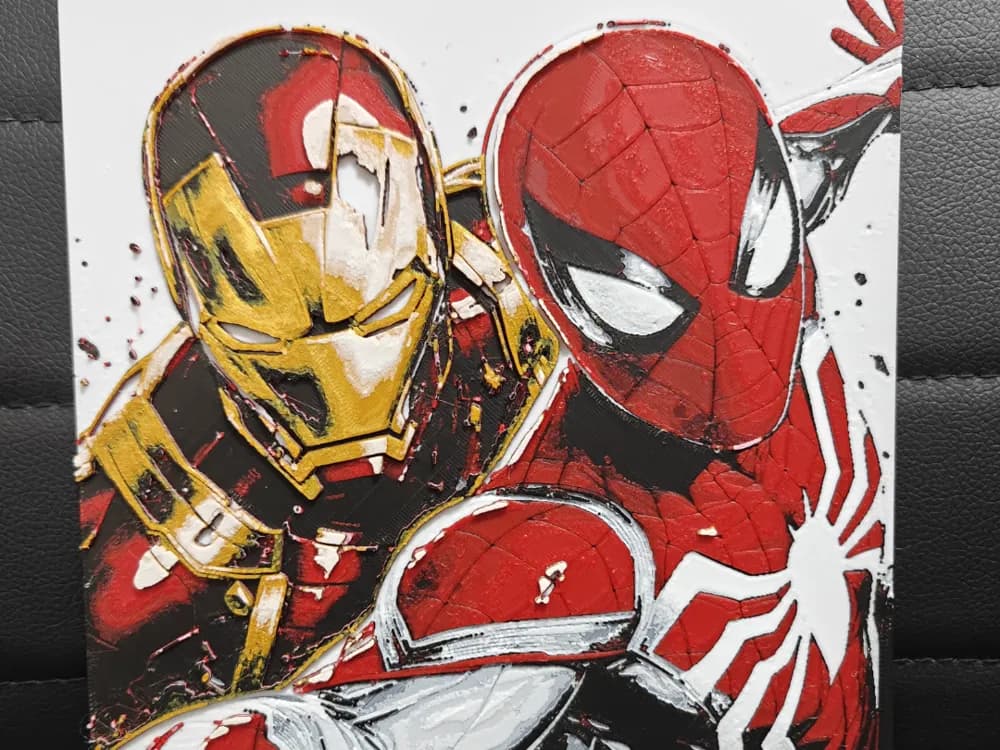 HueForge model: Spider-Man & Iron Man by TheHueforgeLady