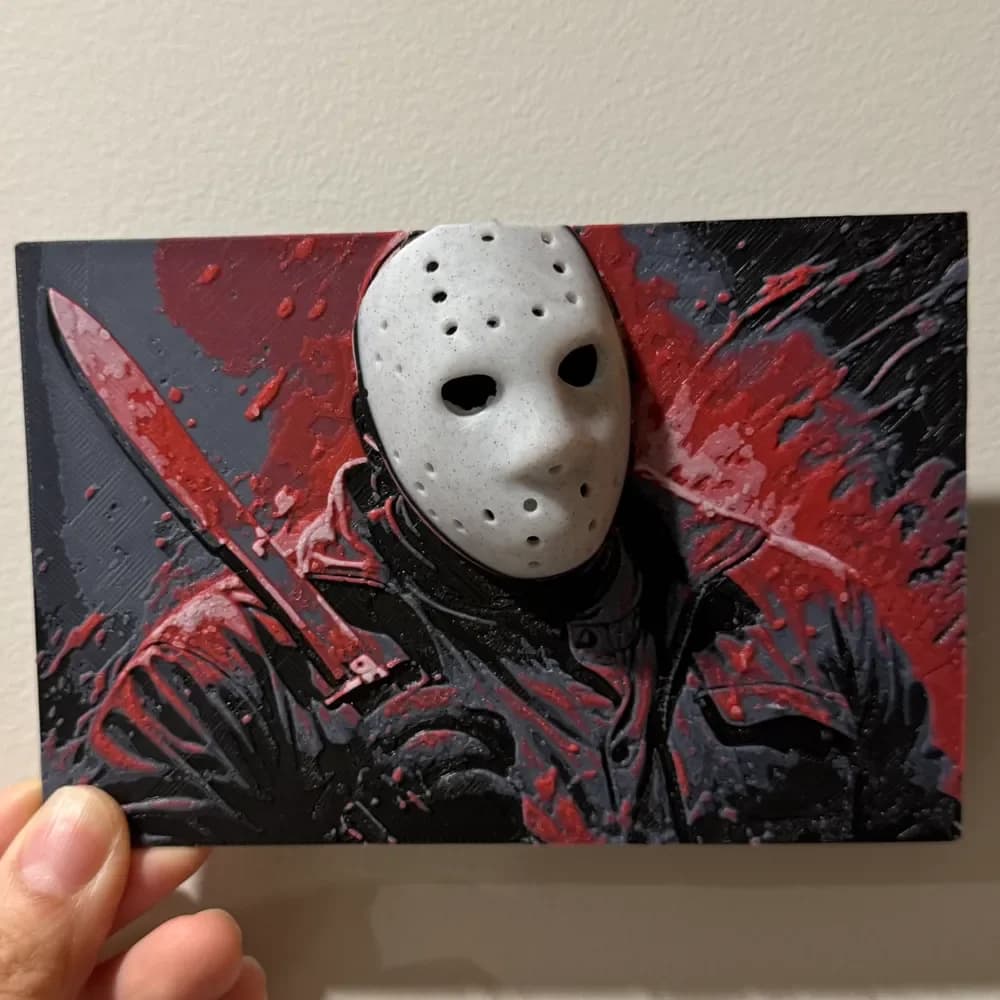 HueForge model: Friday the 13th Jason with Pop-Up Mask - Hueforge Print by cyanidesugar