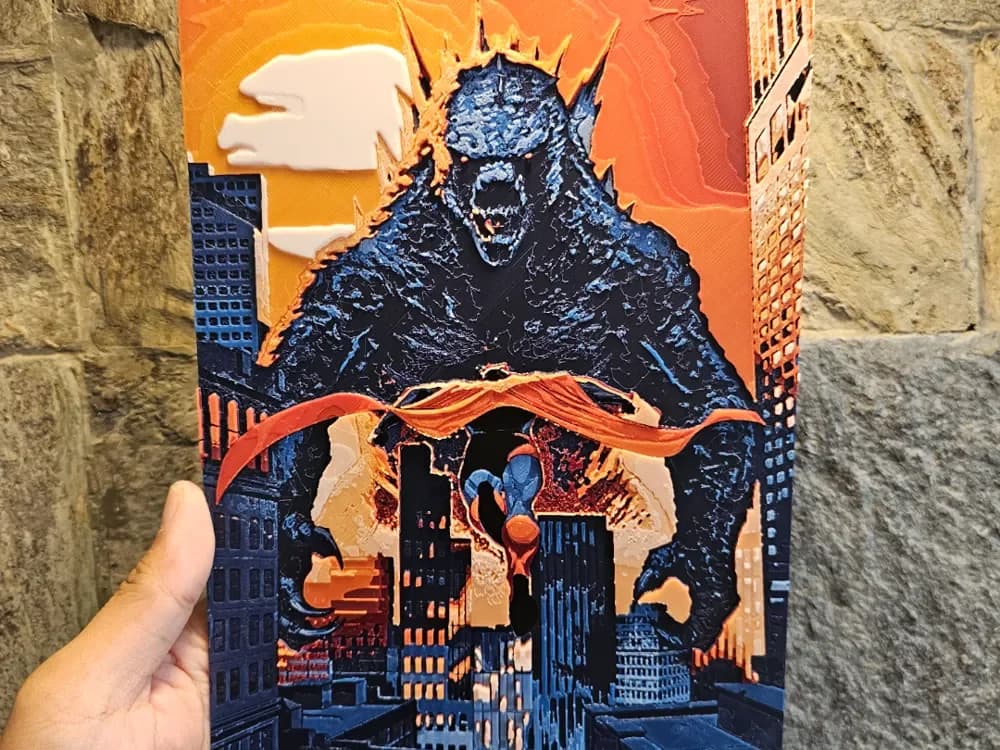 Godzilla Vs Superman Hueforge by Loki HueForge model: Godzilla Vs Superman Hueforge by Loki