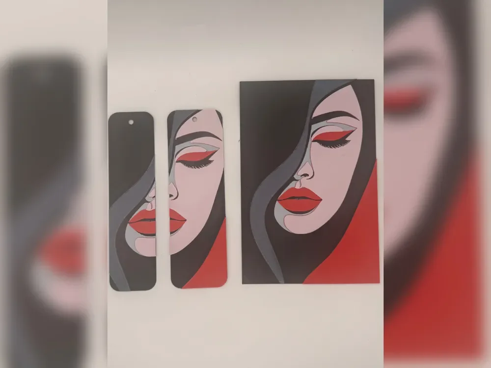 Deco Red Lips Hueforge Bookmark Set by Thadius HueForge model: Deco Red Lips Hueforge Bookmark Set by Thadius