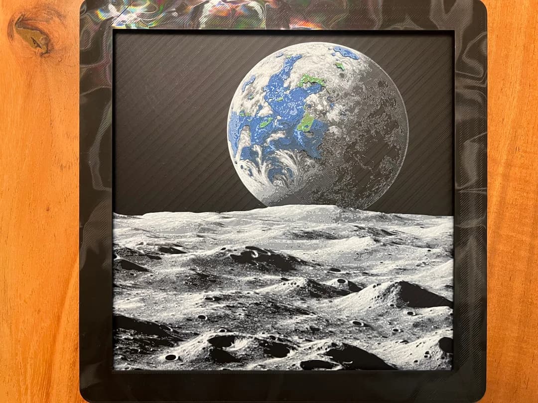 Earth Rise Over the Moon by JustBe 3D Printing HueForge model: Earth Rise Over the Moon by JustBe 3D Printing