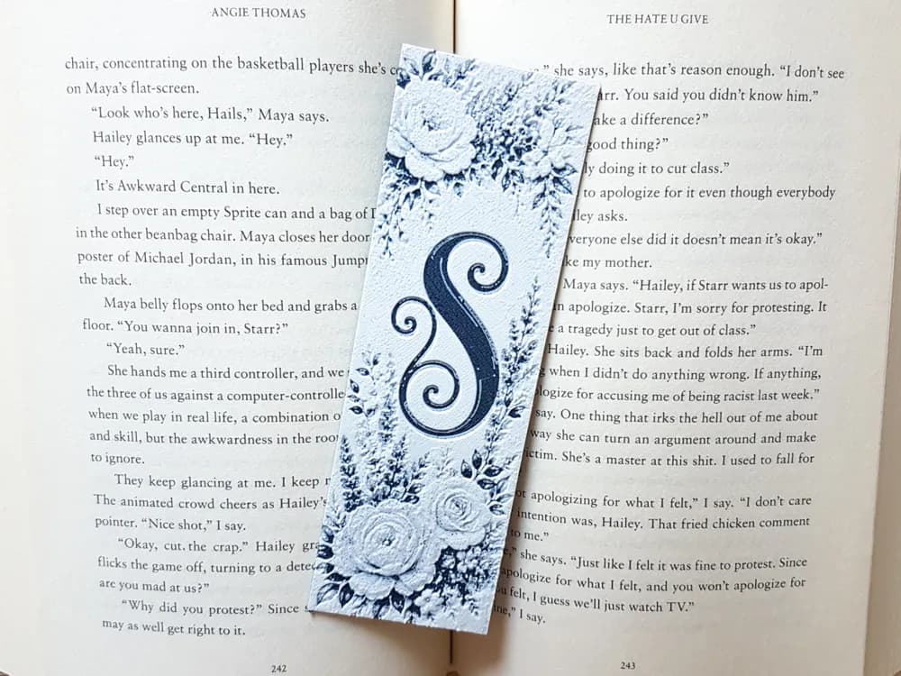 Bookmark, Monogram S, Floral Background, Hueforge Bookmark, Monogram S, Floral Background, Hueforge