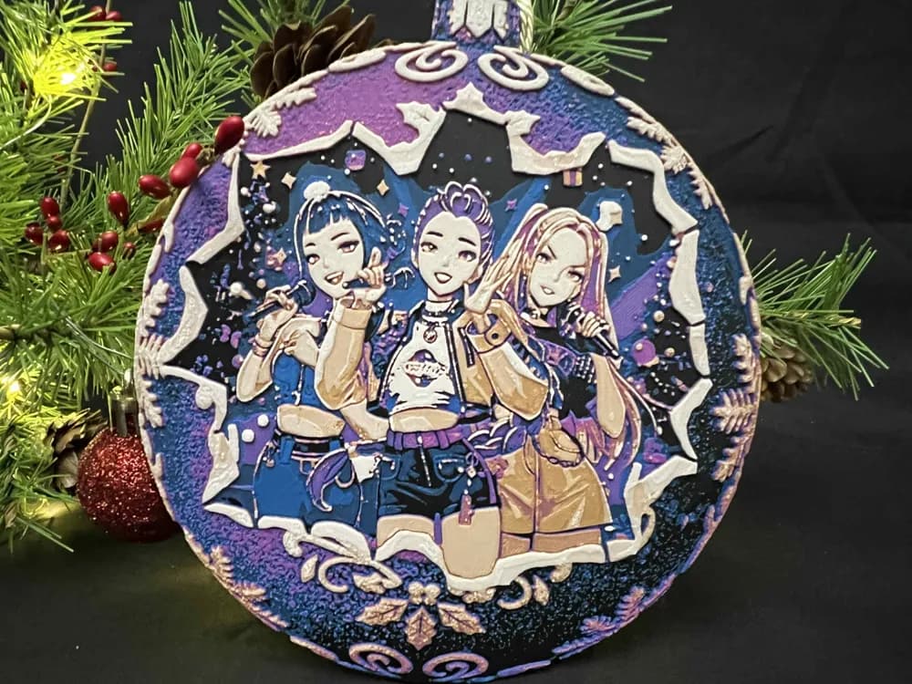 KPOP Demon Hunters Christmas Bauble by 3djd HueForge model: KPOP Demon Hunters Christmas Bauble by 3djd