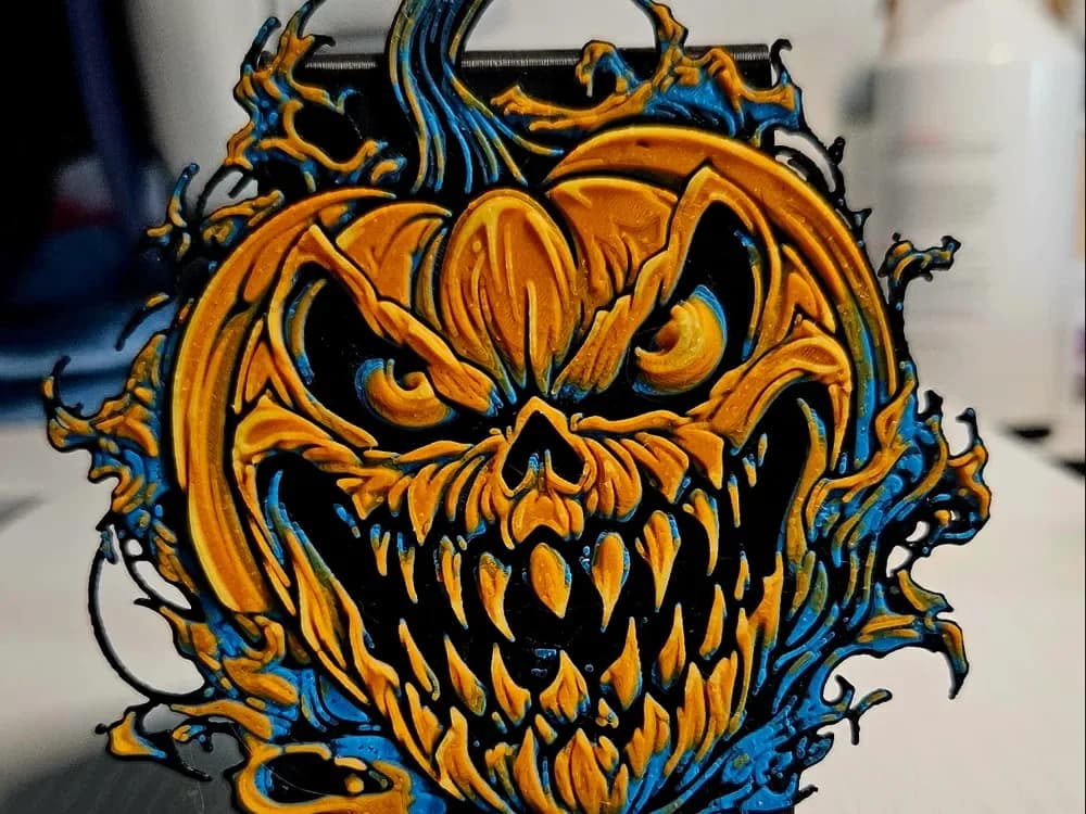 Halloween Evil Pumpkin by Mano's 3d_Art HueForge model: Halloween Evil Pumpkin by Mano's 3d_Art
