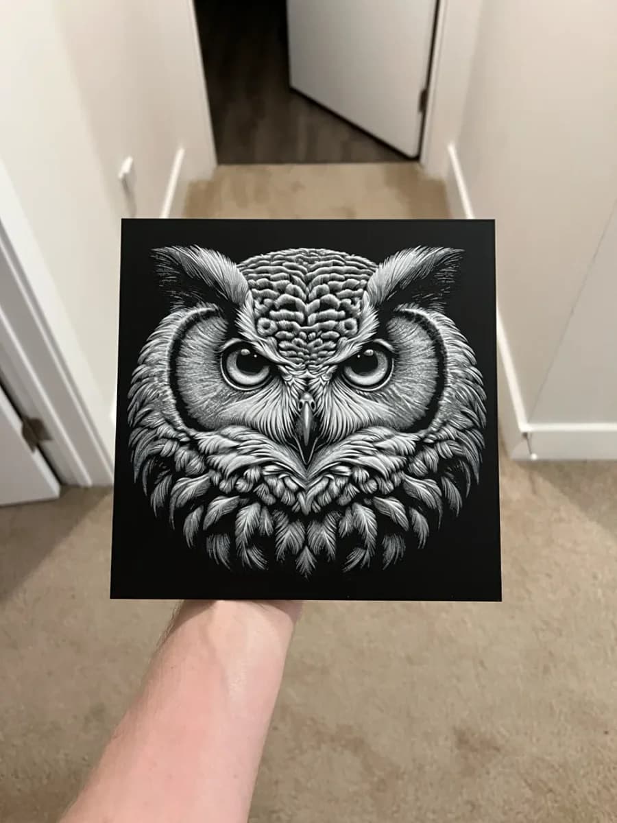 Grayscale Owl Hueforge by RP47 Designs HueForge model: Grayscale Owl Hueforge by RP47 Designs