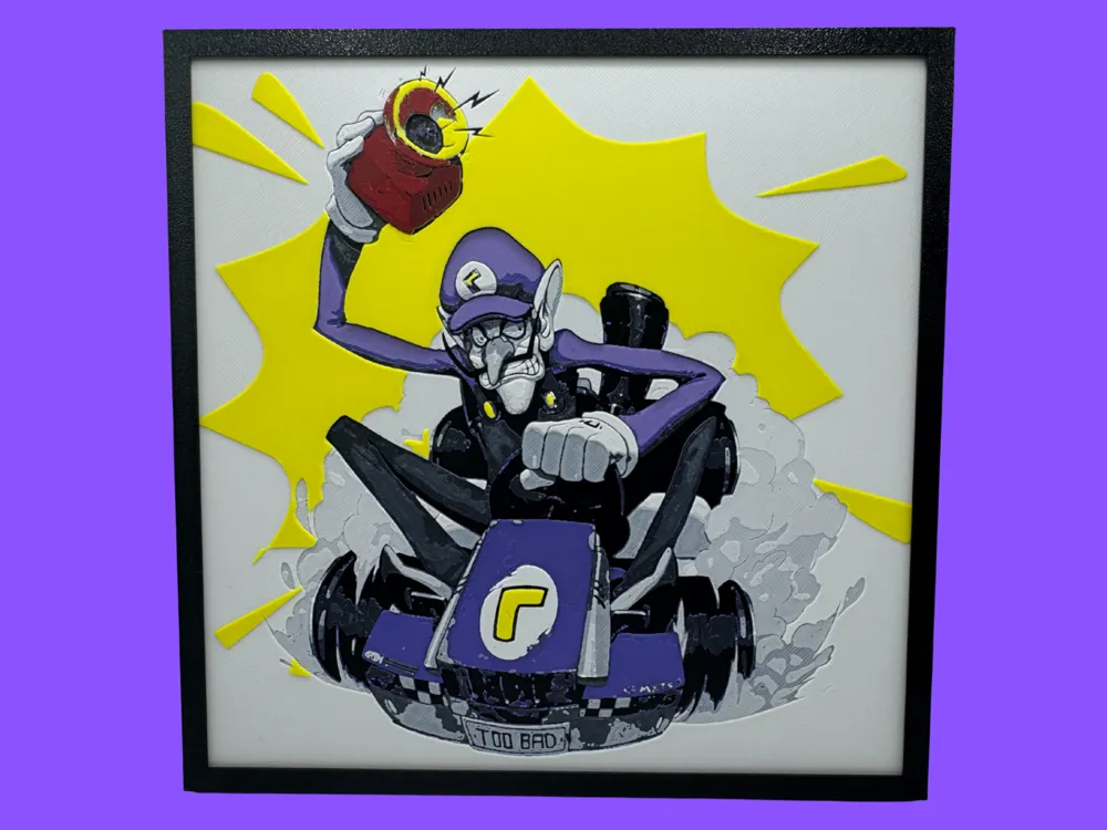 Waluigi - Mario Kart by Canadian Gamer HueForge model: Waluigi - Mario Kart by Canadian Gamer