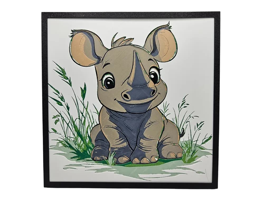 HueForge model: Rhino - Adorable Animals Collection by BusyKikiBee