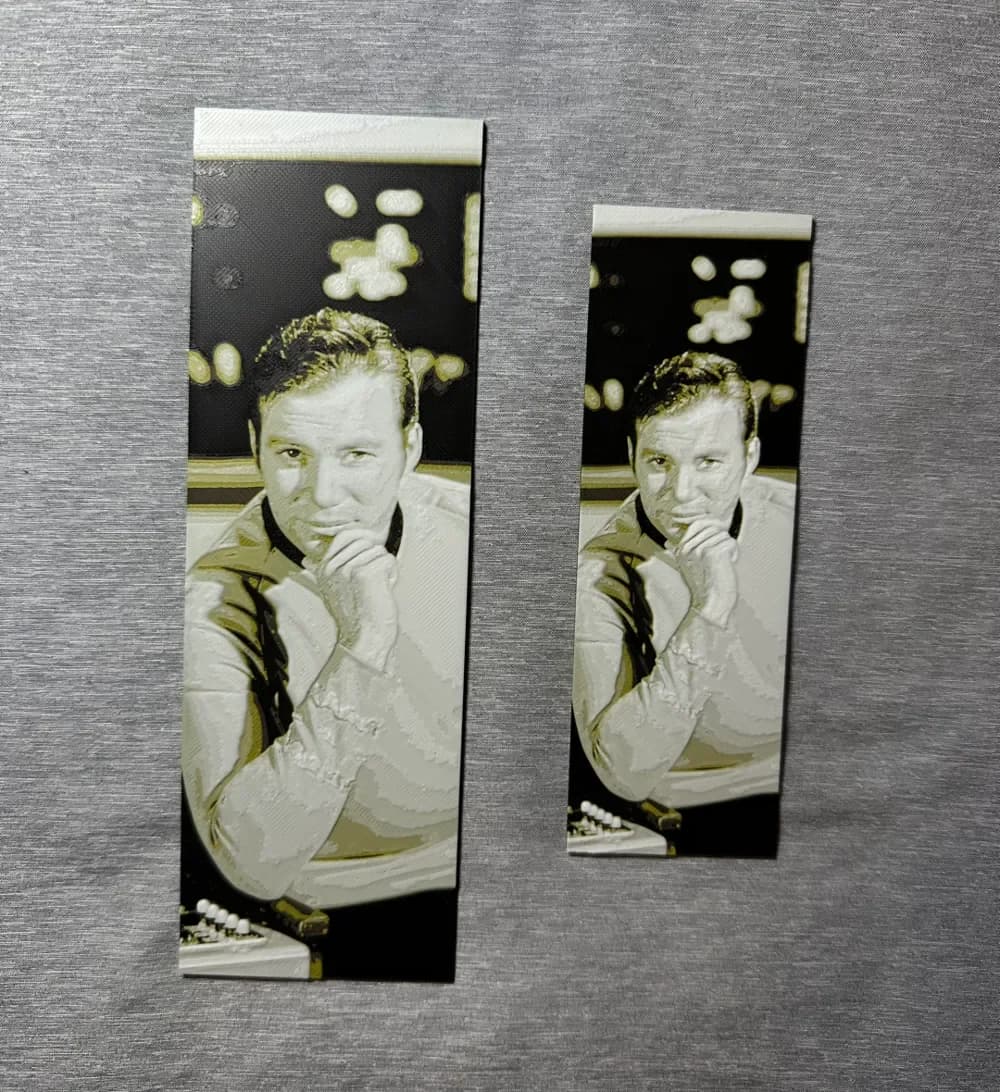 HueForge model: Captain Kirk Hueforge Bookmark - 2 sizes by Hey Ben