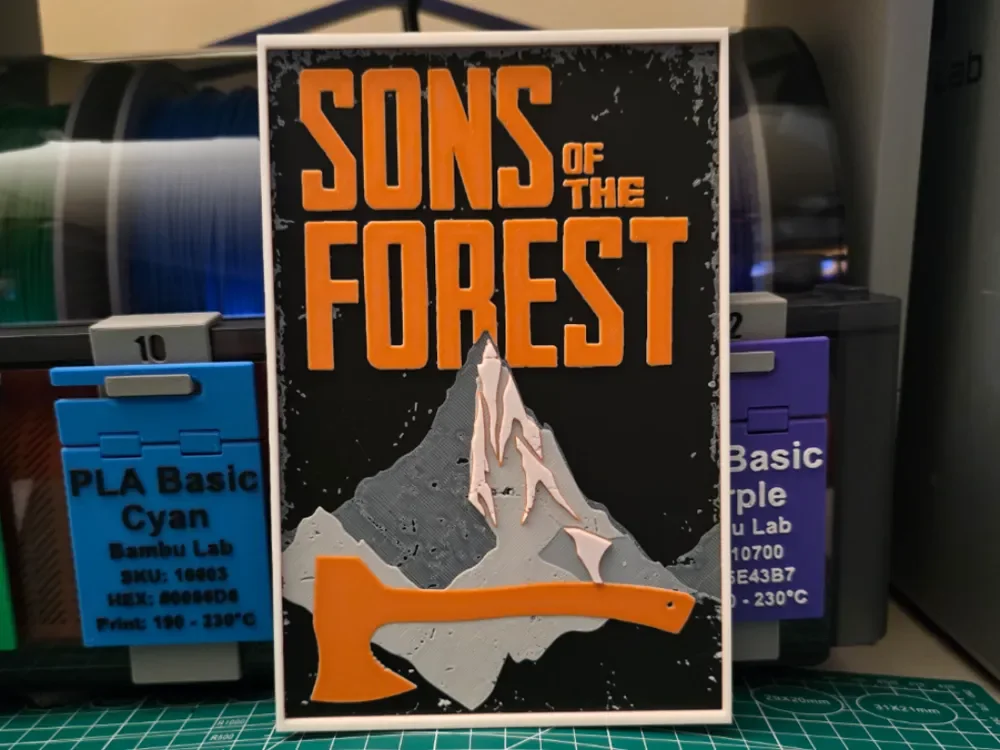 Sons of the Forest Game Poster - Hueforge Art by Lumpy3D HueForge model: Sons of the Forest Game Poster - Hueforge Art by Lumpy3D
