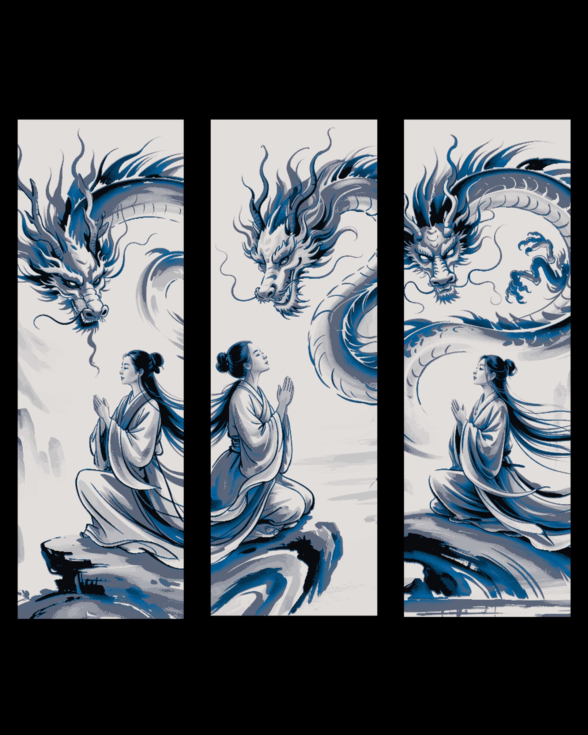 Chinese depiction of a maiden and her guardian dragon - set of bookmarks by BooneCo3d HueForge model: Chinese depiction of a maiden and her guardian dragon - set of bookmarks by BooneCo3d