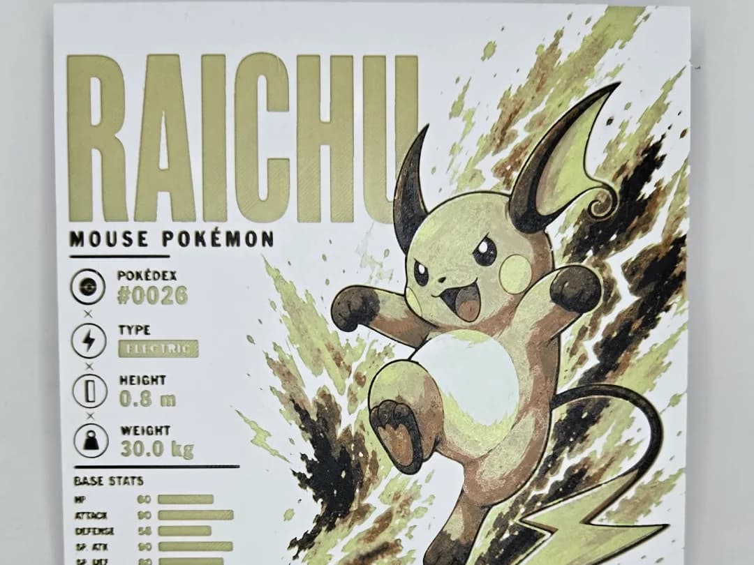Raichu Infographic Hueforge by 3Ree Printing HueForge model: Raichu Infographic Hueforge by 3Ree Printing