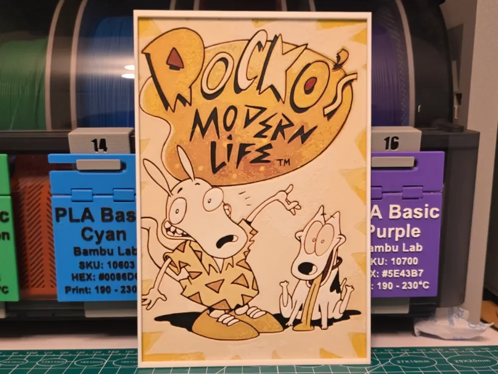 Rocko's Modern Life Poster - Hueforge Art by Lumpy3D HueForge model: Rocko's Modern Life Poster - Hueforge Art by Lumpy3D