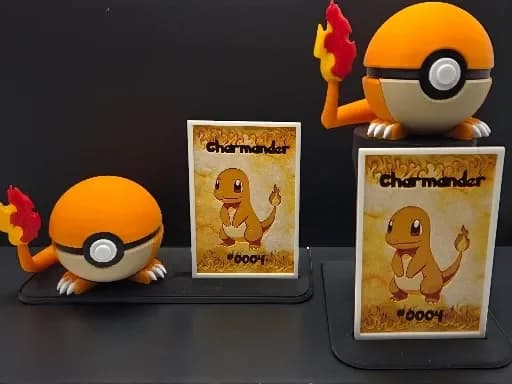 Charmander Pokeball Display Card by MythicHue's HueForge model: Charmander Pokeball Display Card by MythicHue's