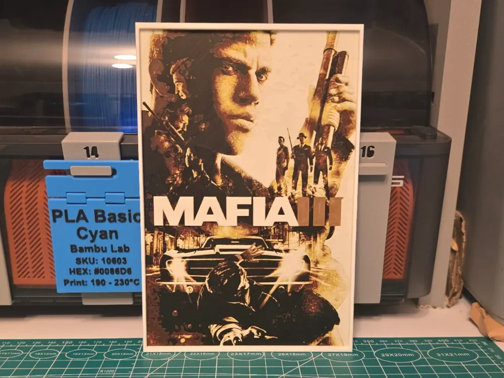 Mafia III Game Poster - Hueforge Art by Lumpy3D HueForge model: Mafia III Game Poster - Hueforge Art by Lumpy3D