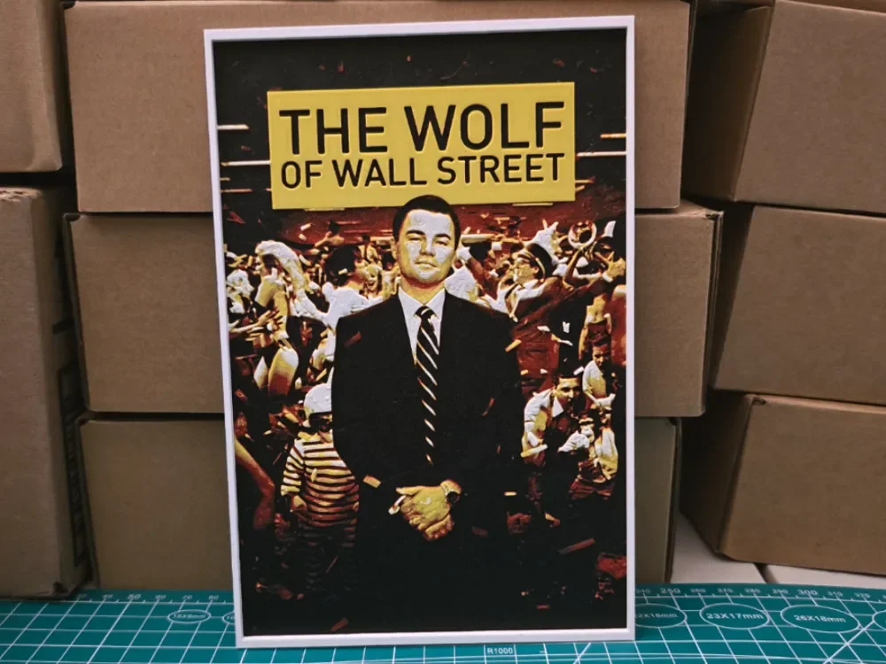 HueForge model: The Wolf of Wall Street Movie Poster - Hueforge by Lumpy3D