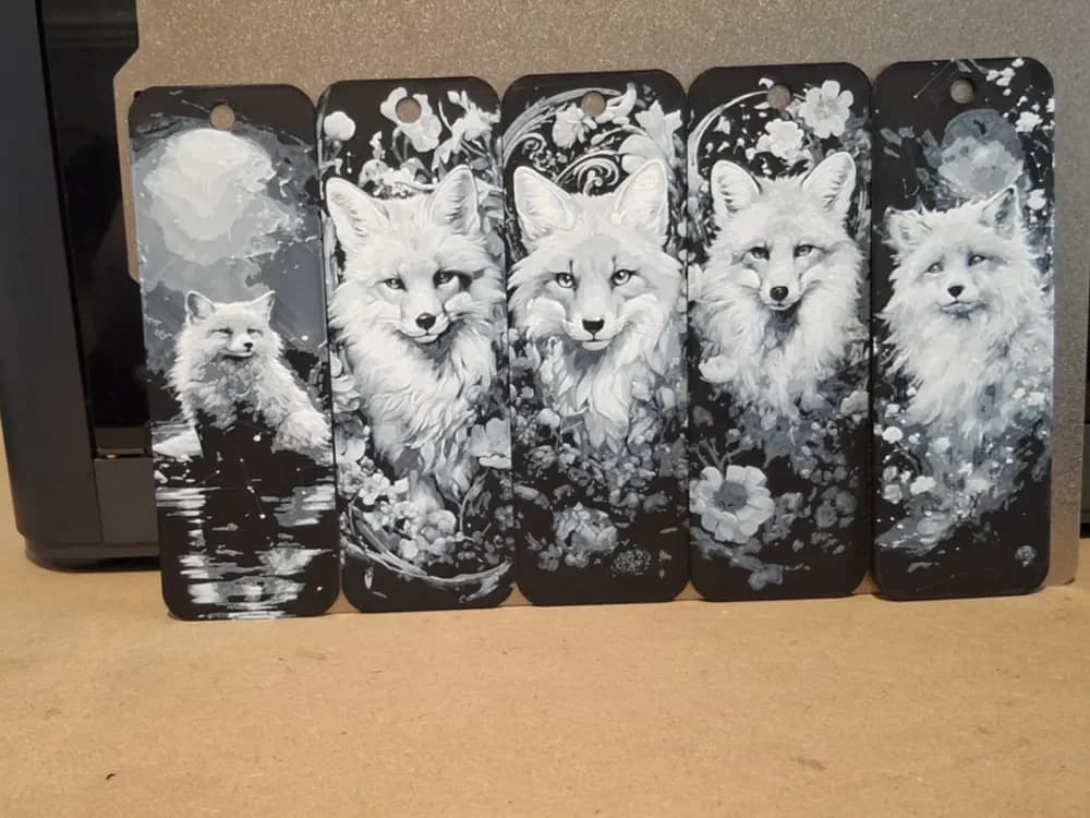 Set of 5 fox bookmarks by 3dGlow HueForge model: Set of 5 fox bookmarks by 3dGlow