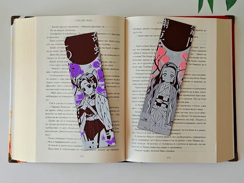 Nezuko & Shinobu - Demon Slayer Bookmark Set 4/8 by C3D HueForge model: Nezuko & Shinobu - Demon Slayer Bookmark Set 4/8 by C3D