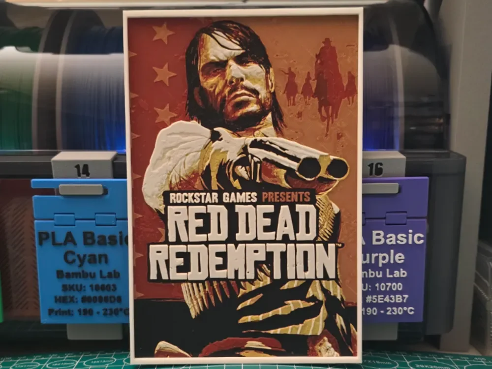 Red Dead Redemption Poster - Hueforge Art by Lumpy3D HueForge model: Red Dead Redemption Poster - Hueforge Art by Lumpy3D