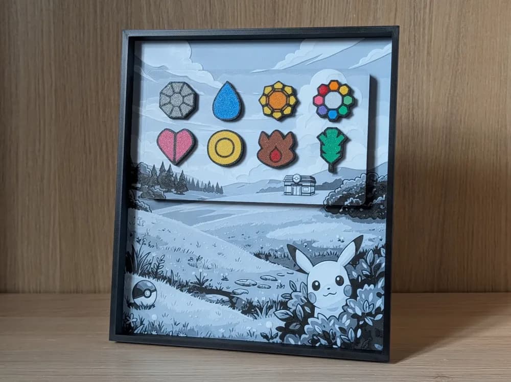 *NEW!* Kanto Gym Badge Display & Frame V2 by Nextopia HueForge model: *NEW!* Kanto Gym Badge Display & Frame V2 by Nextopia