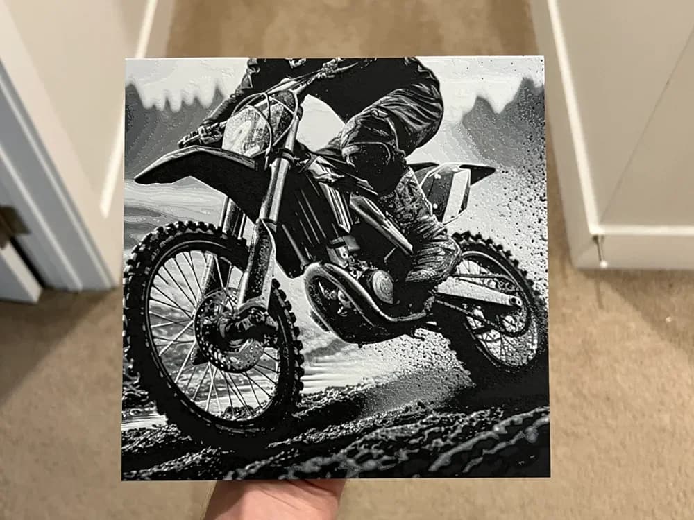 Dirt Bike Art Hueforge by RP47 Designs HueForge model: Dirt Bike Art Hueforge by RP47 Designs