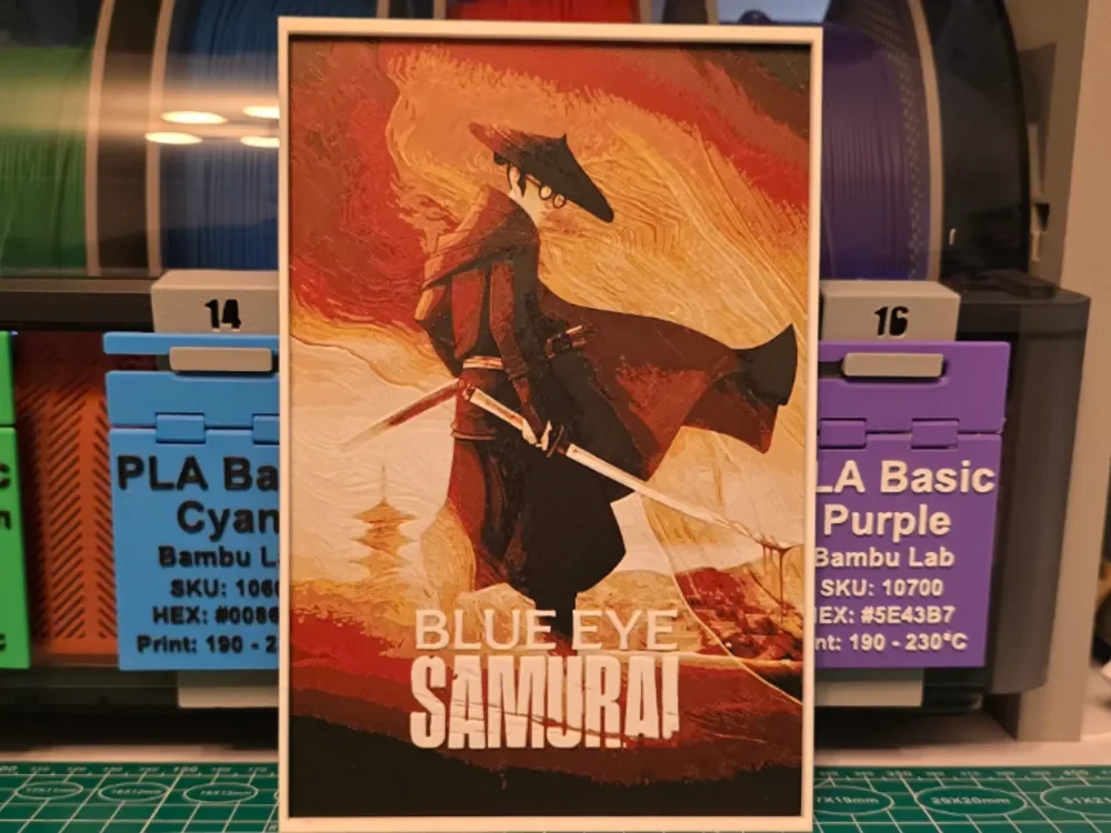 Blue Eye Samurai Poster - Hueforge Art by Lumpy3D HueForge model: Blue Eye Samurai Poster - Hueforge Art by Lumpy3D