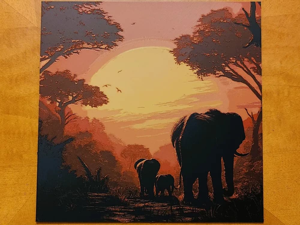 Elephant Sunset - Hueforge by Sarge HueForge model: Elephant Sunset - Hueforge by Sarge